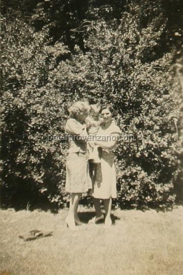 Peter Provenzano Photo Album Image_copy_181.jpg - Fay Provenzano with her sister-in-law Sarah Provenzano Tonkin, holding Sara's son Leslie Tonkin. California, summer of 1942.